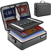 5200°F Fireproof Document Bag with Lock - Mondoshop Heat-Insulated Fireproof Document Box, Important Document Organizer, Portable Travel Fireproof Safe for Home Document, Passport, Laptop, Cards(Soft)