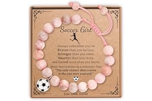 Sereney Christmas Gifts for Girls as Soccer Softball Volleyball Bracelet, Adjustable Pink Beaded Bracelet as Owl Horse Flamingo Gifts for Women Daughter Niece Sister