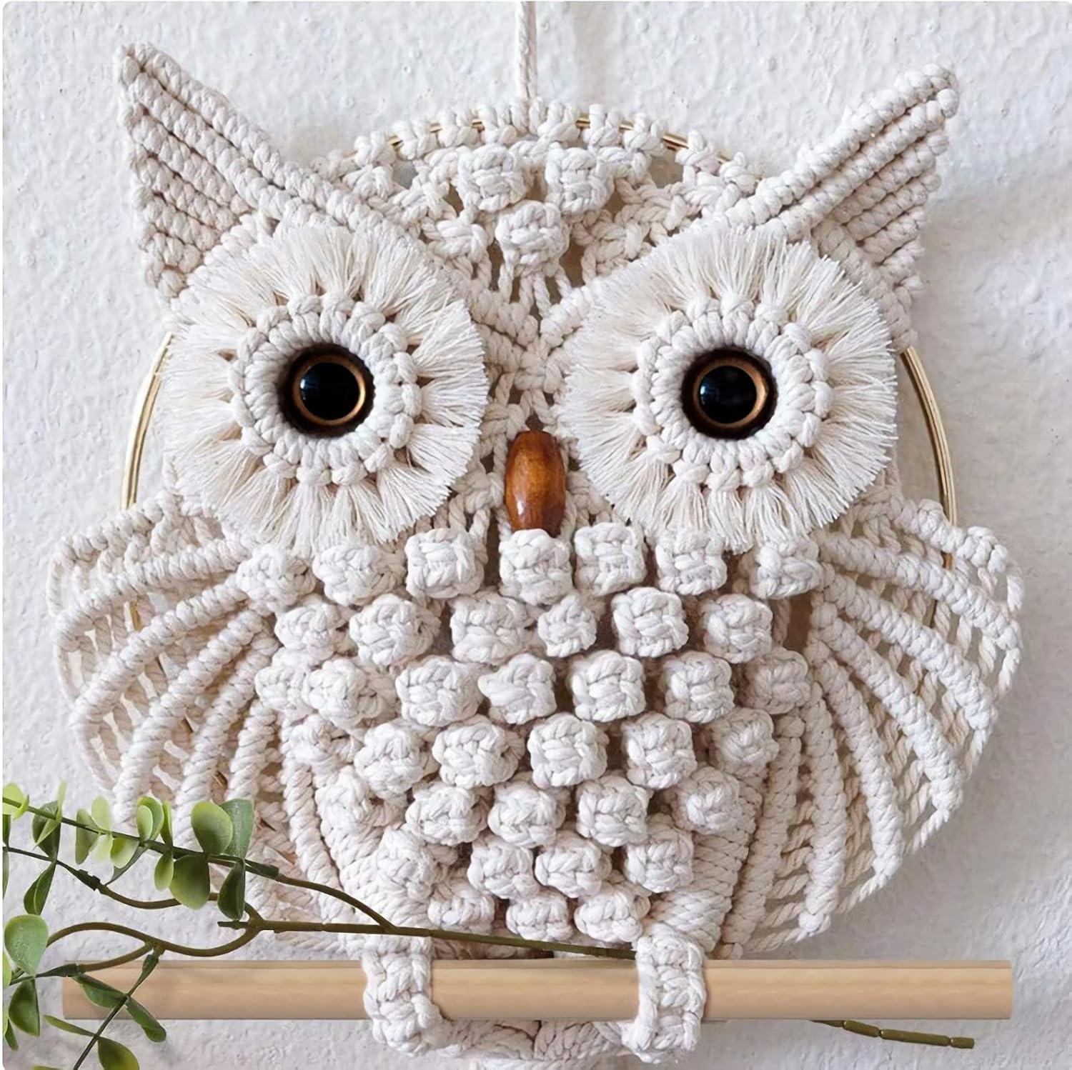 Tapestries - Owl Macrame Wall Hanging, Hand Woven Boho Tapestry Owl Macrame Wall Art Decor for Living Room Office Bedroom (Small)