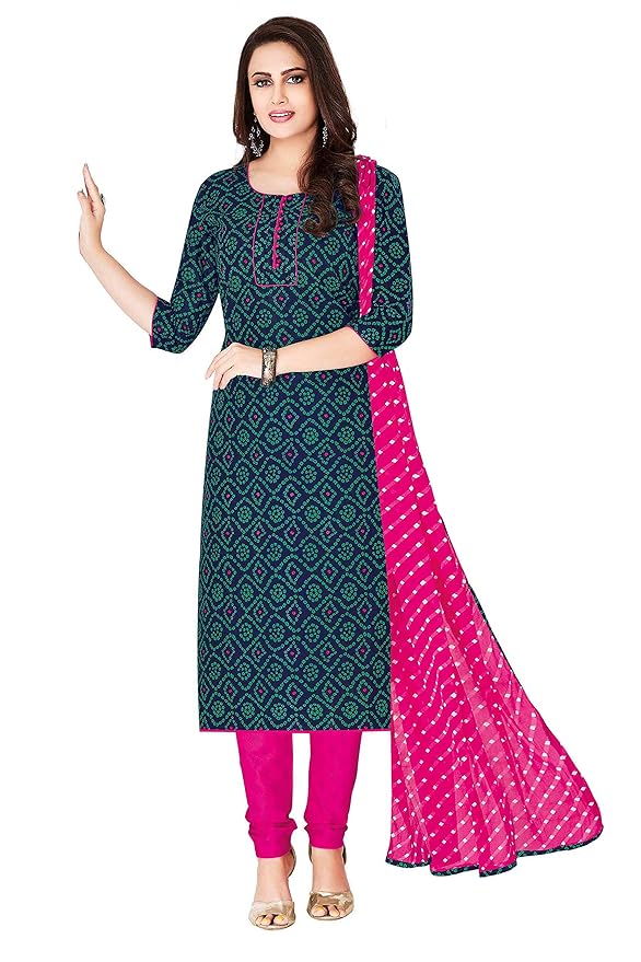 Buy Miraan Women's Cotton Unstitched Dress Material (SAN1317, Green