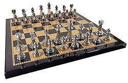 Staunton Chrome & Black Chrome Chess Men Set W 18