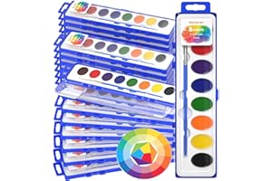 Shuttle Art 8 Colors Watercolor Paint Set Bulk, 24 Pack Watercolor Paints with Paint Brushes & Color Wheels for Kids and Adul