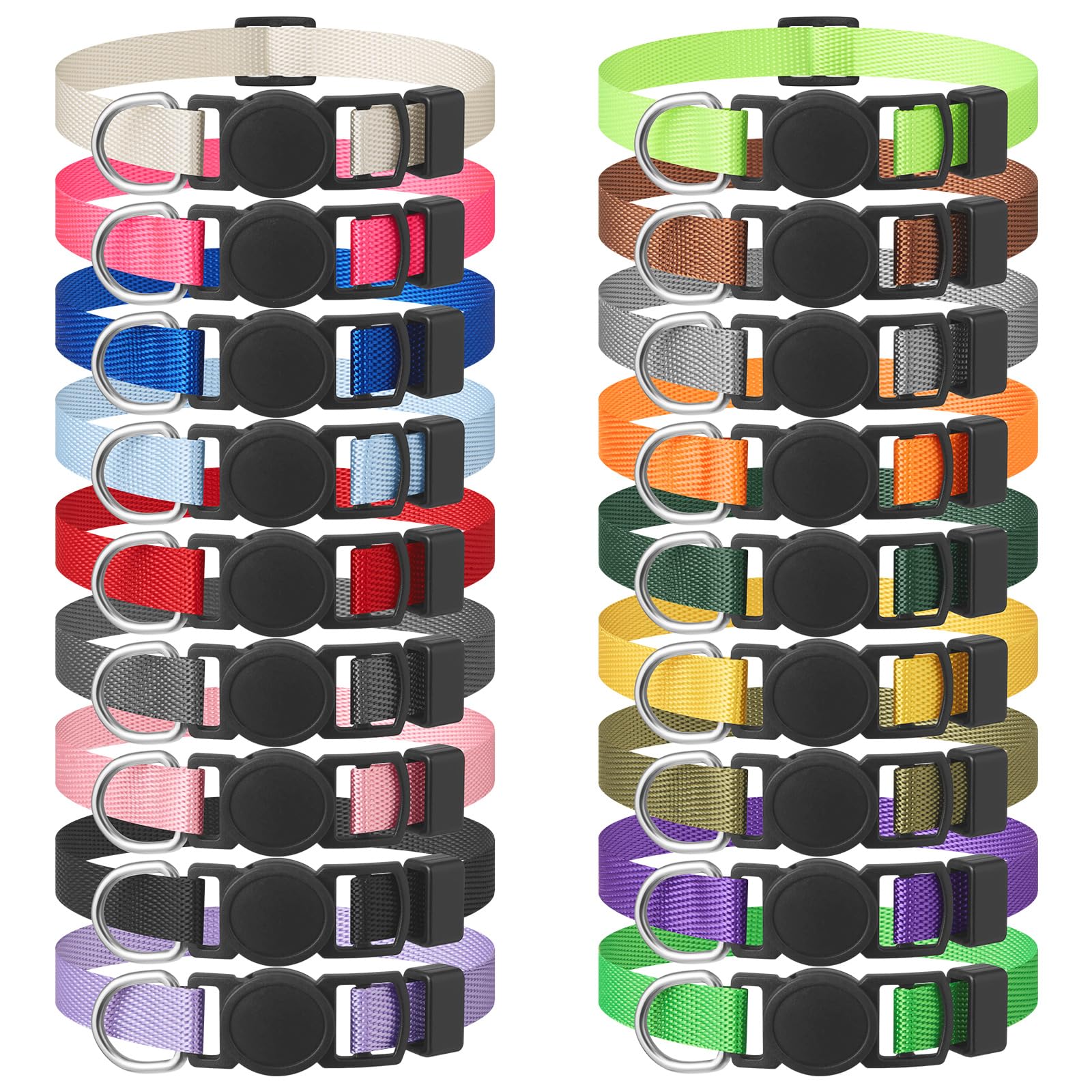Photo 1 of LAFAYI Safe 18 PCS Puppy Collars for Small Puppies Litter Set,18 Colors Soft Nylon Breakaway Small Dog Collar,Adjustable Whelping Supplies Collar(S)