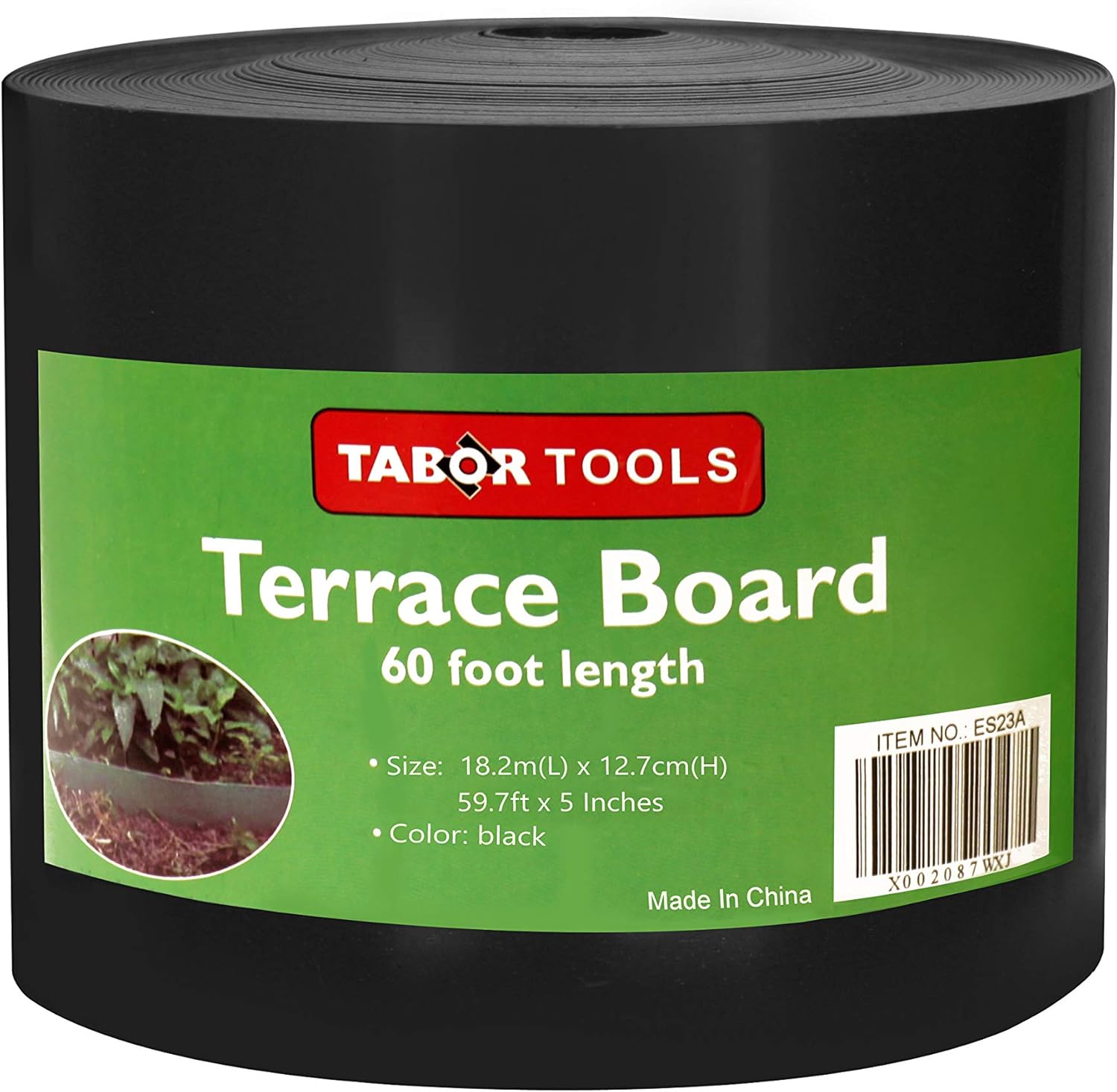 TABOR TOOLS Terrace Board, Landscape Edging Coil, Grass Barrier, Bender Board, Garden Liner,1/25