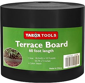TABOR TOOLS Terrace Board, Landscape Edging Coil, Grass Barrier, Bender Board, Garden Liner,1/25