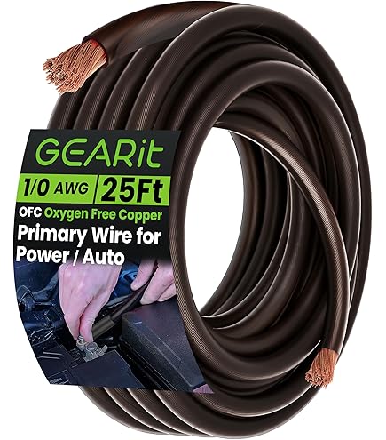 GEARit 1/0 Gauge Wire Oxygen Free Copper OFC (25ft Each- Black/Red
