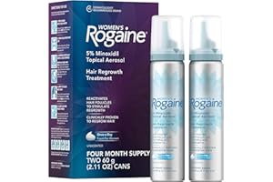 Rogaine for Women 5% Minoxidil Foam, Growth Treatment for Thinning & Hair Loss, Once-A-Day Unscented Topical Foam, Regrow Fuller Thicker Hair, Dermatologist Recommended, 4-Month Supply, 2 x 2.11 oz