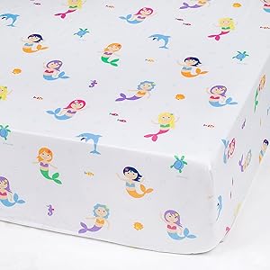 Wildkin Fitted Crib Sheet, Super Soft, Breathable Fitted Crib Sheet, Bold Patterns Coordinate with Other Room Décor, Olive Kids Design – Mermaids