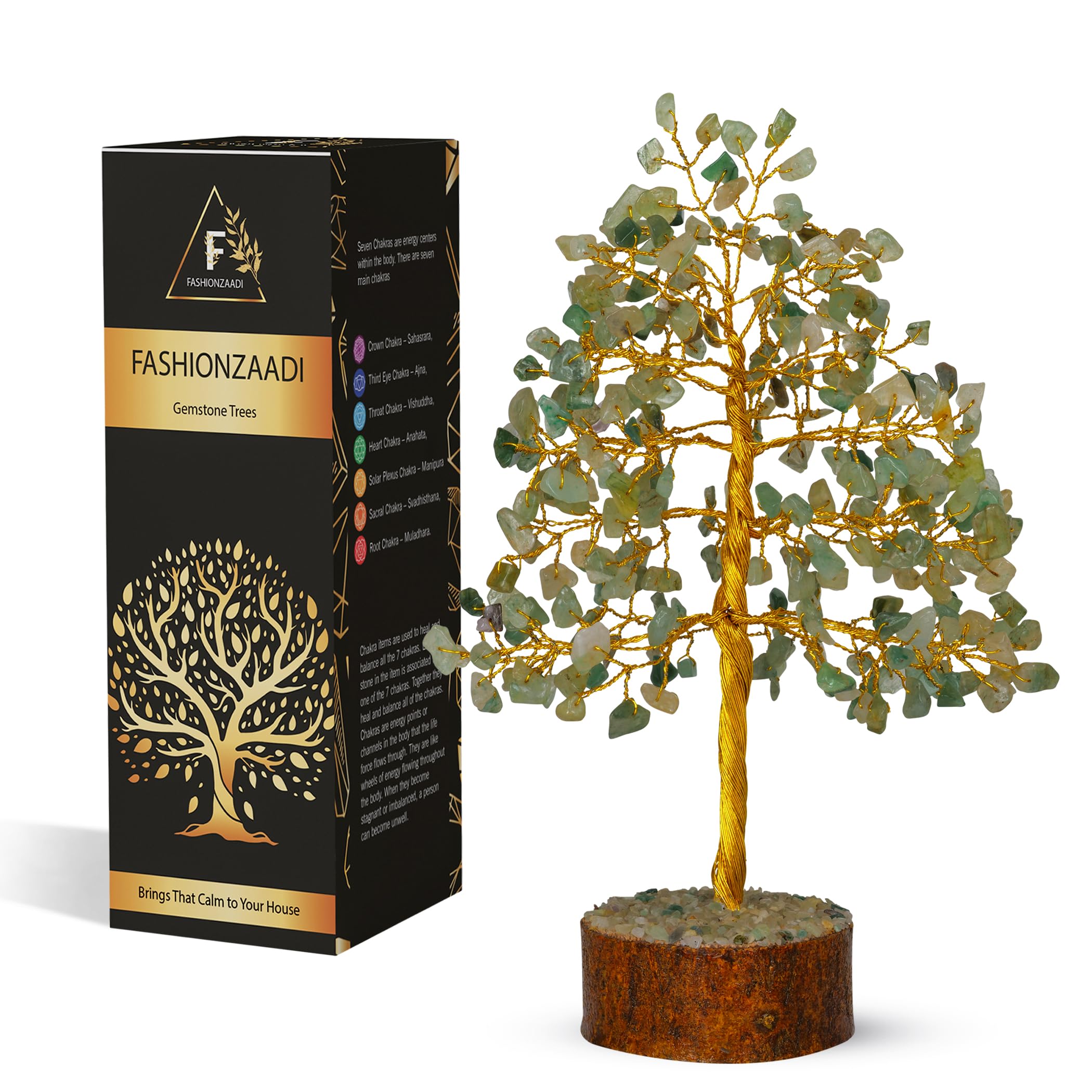 Green Jade Chakra Tree of Life, Crystal Tree for Positive Energy, Feng Shui Home Decor - Handmade Gemstone Tree, Money Tree Bonsai - Green Healing Crystals, Wealth & Good Luck Stones Spiritual Gift