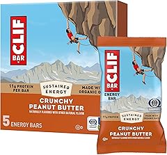 CLIF BAR - Energy Protein Bars - Crunchy Peanut Butter - Made with Organic Oats - Energy Bars - Non-GMO - (5 Pack)