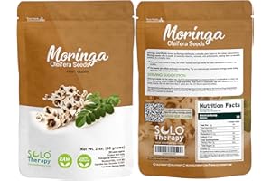 SOLO THERAPY Moringa Seeds | 200 Seeds Approx. | Premium Quality | PKM1 | Edible | Planting | Moringa Oleifera| Malunggay | Semillas De Moringa | Drumstick Tree | Seeds from India (2 oz)