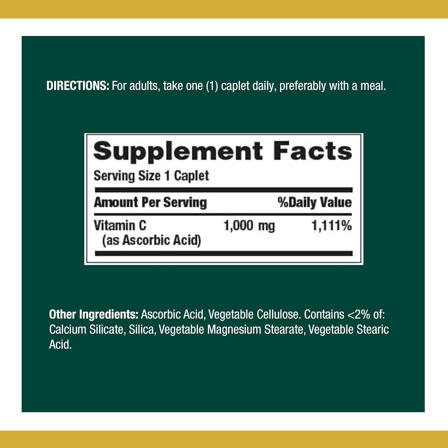 Vitamin C by Nature’s Bounty for immune support. Vitamin C is a leading immune support vitamin, 1000mg, 100 Caplets : Grocery & Gourmet Food