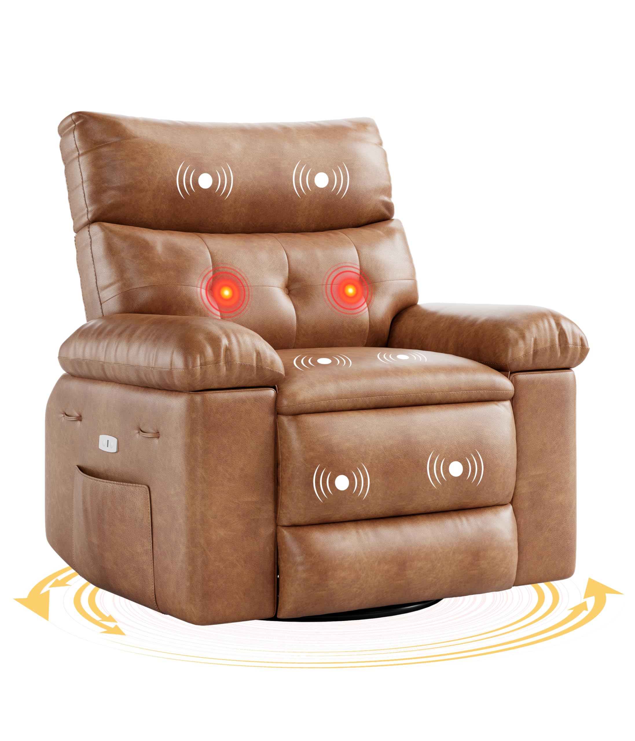 Photo 1 of ** SIMILAR ITEMS**GarveeHome Electric Recliner Chair - USB Port Power Rocker Swivel Recliner with Heat and Massage, PU Leather Large Power Recliner for Adults, Comfortable Lazy Chair with 1.5X Sponge Filling