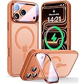 VOFATA [Upgraded Full Camera Protection] for iPhone 17 Pro Case with Camera Cover Stand [Fit for MagSafe][10FT Mil-Grade Protection] Translucent Magnetic iPhone 17 Pro Phone Case, Orange