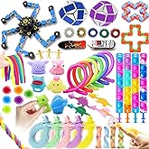 50Pcs Fidget Toys Pack, Sensory Toys Gift for Boys Girls, Stress Anxiety Relief Squishy Fidget Spinners Toy for ADHD Autism A