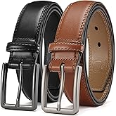 CHAOREN Leather Dress Belt Men 2 Pack - 1 3/8" Mens Belts for Work Business Casual Jeans