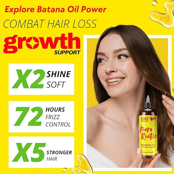 BATANA OIL FOR HAIR GROWTH 4OZ, 100% HONDURAS CENTRAL AMERICA, MOISTURIZER DRY SCALP, PREVENT HAIR LOSS, NATURAL THICKNESS, INSTANTLY SMOOTH, SOFT & SHINE, SILICONE FREE SULFATE FREE