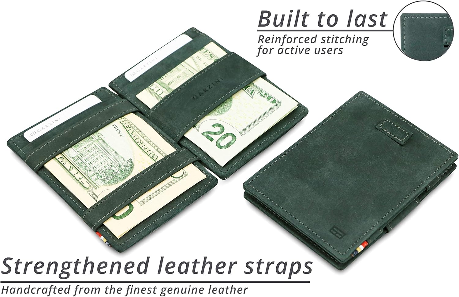 Garzini Magic Wallet with Pull-Tab, Mens Wallet Leather, ID Card Holder RFID Blocking, Slim Wallet for Men for 12 Cards, Carbon Black - Image 5