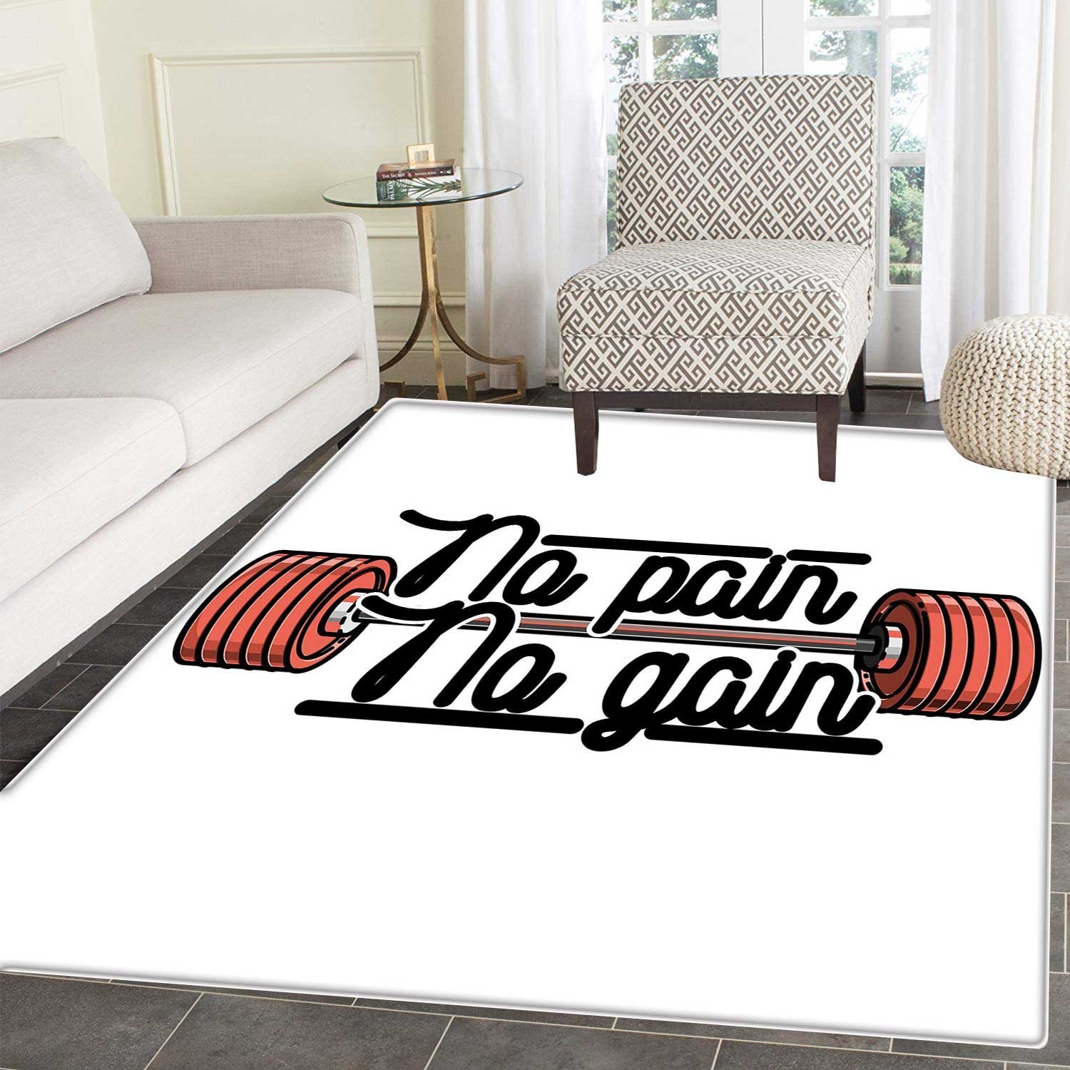 Amazon Com Fitness Area Rug Carpet No Pain No Gain Vintage