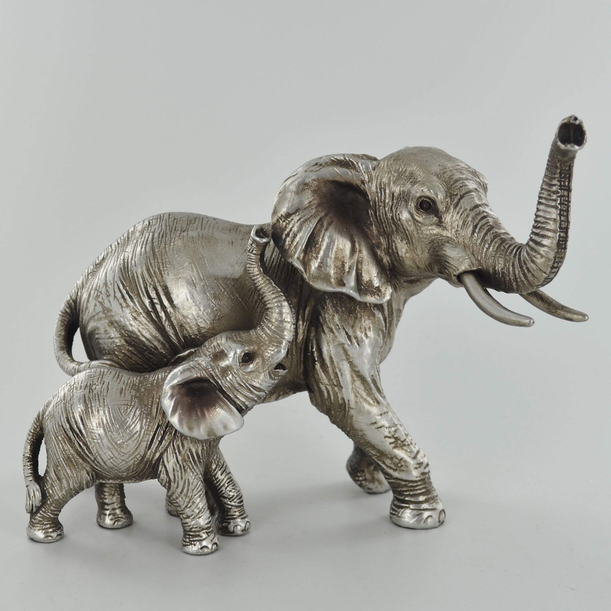 Prezents.com Antique Silver Elephant Family Sculpture Ornament