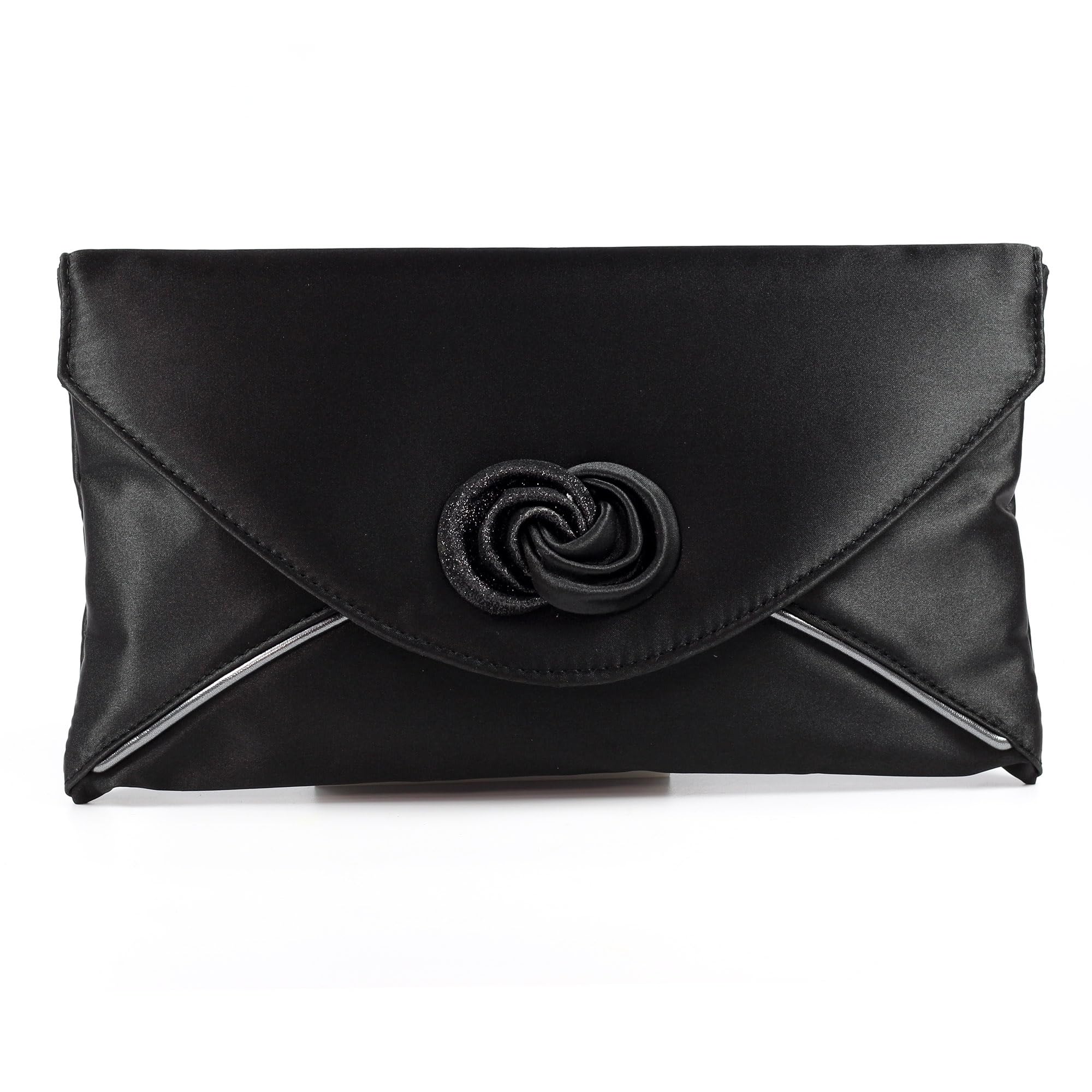 Lunar Ripley Satin Clutch Bag Black