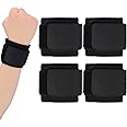 Threan 4 Pcs Wrist Brace for Lifting Carpal Tunnel Wrist Brace for Work Adjustable Hand Support Right and Left Hands Guard for Men Women(Black)