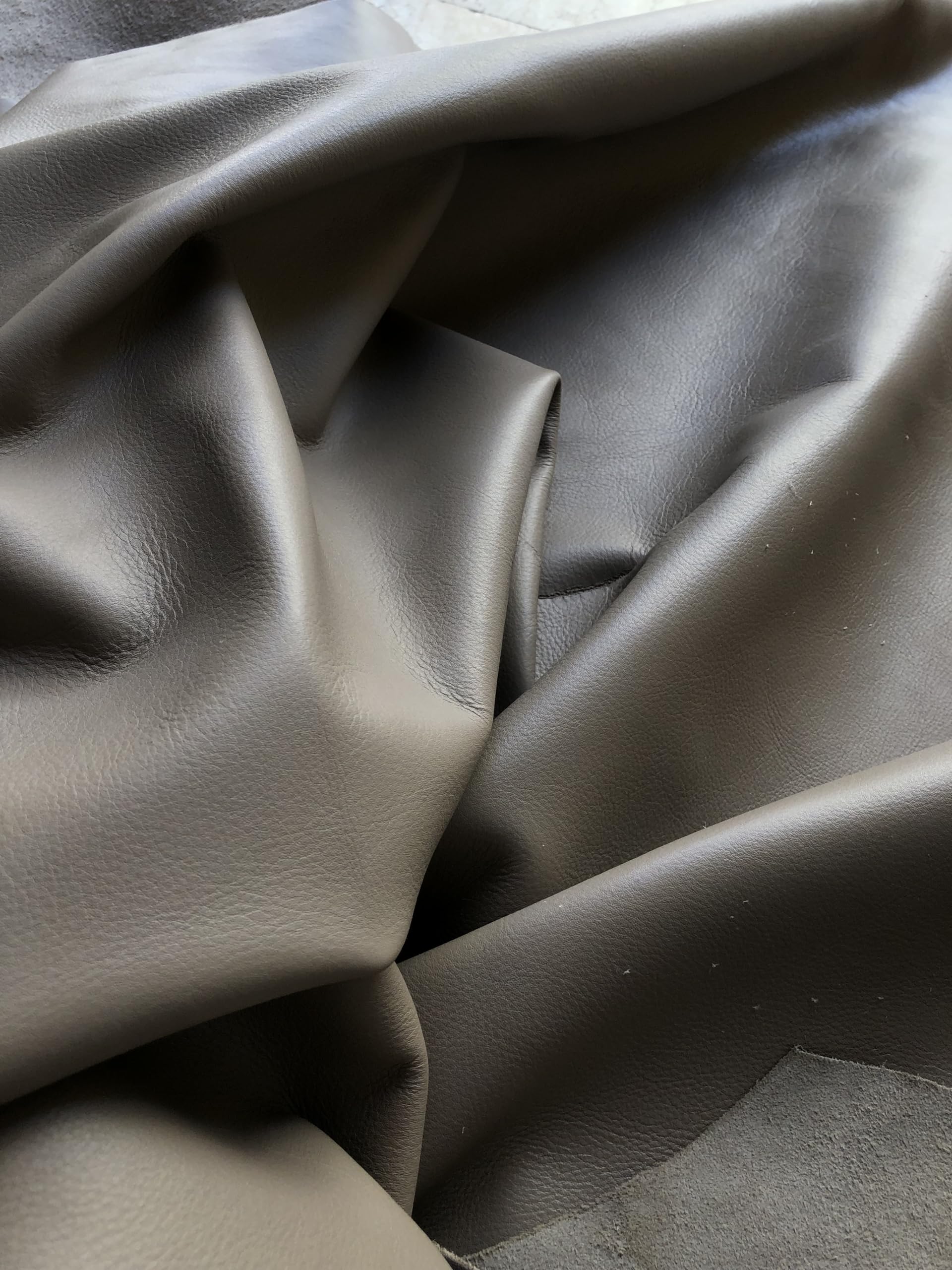 Cow Skin Genuine Leather Light Grey 12"x12" Sheet Premium Quality Full Grain Import AA Grade Leather Sheet — image 1