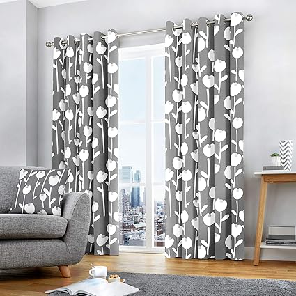 Fusion Alabar 100 Cotton Ready Made Lined Eyelet Curtains