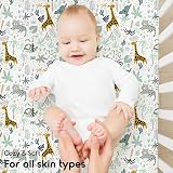 Yoofoss Fitted Cot Bed Sheets 140x70cm 2 Pack Green Giraffes Soft view 5