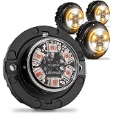 4pc SnakeEye III Amber White Clear LED Hideaway Strobe Light [SAE Class 1] 12V 1 Inch Round Waterproof Wig Wag Emergency Flashing Hide Away Fire Police Light Bulb for Service Work Truck Vehicle Car