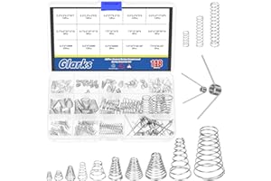 Glarks 148pcs 0.3/0.4/0.5/0.7/0.8/1/1.5mm Tower Conical Spring Set, 3 Styles 15 Sizes Taper Pressure Return Spring, Conical C