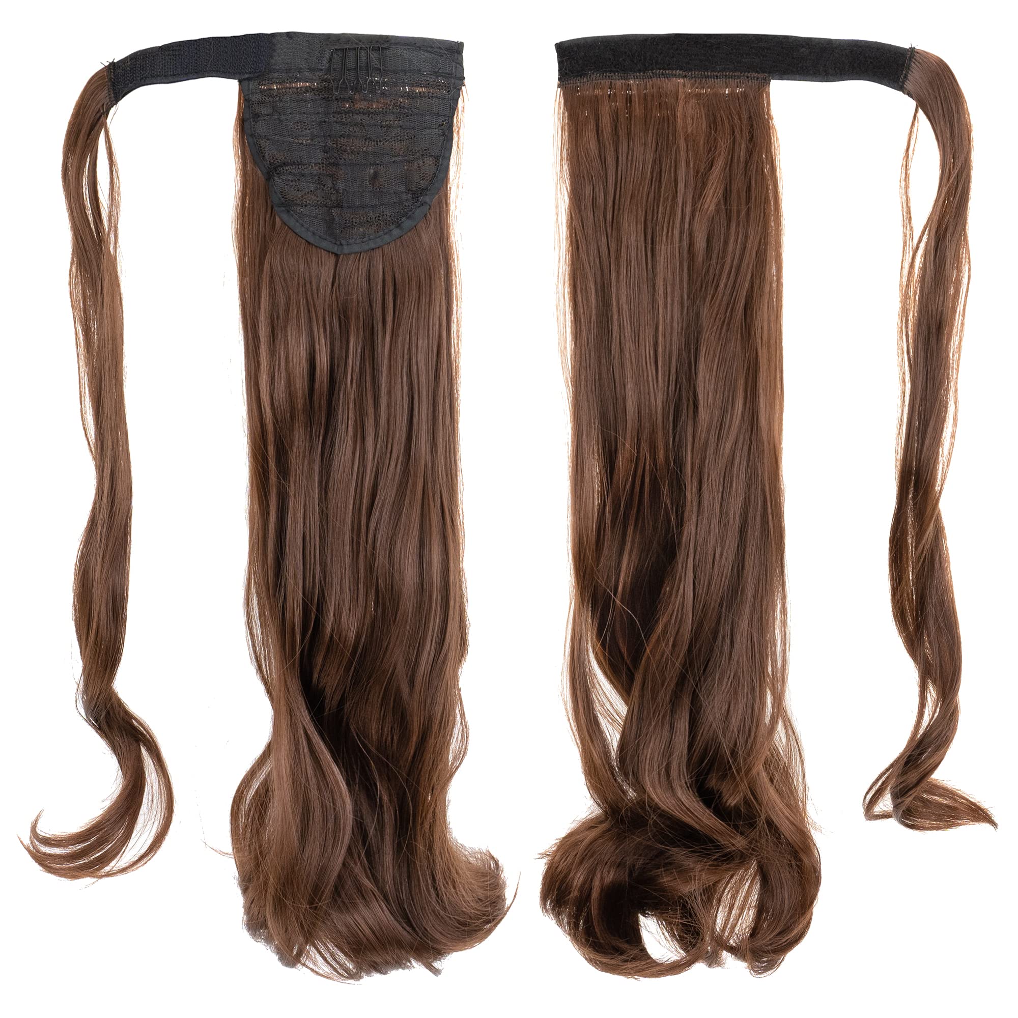 IMISSU Long Curly Wrap Around Ponytails Extension Synthetic Hair Extensions Clip in Ponytail Wavy Hairpiece (Burgundy)