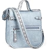 FADEON Crossbody Bags Purses for Women Designer Cross Body Shoulder Bag Purse PU Leather Top Handle Handbag Wide Strap