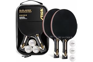 STIGA Premium 2‑Player Table Tennis Set – Includes 2 ITTF Approved Paddles, 3 White 3‑Star Ping Pong Balls & Carry Case