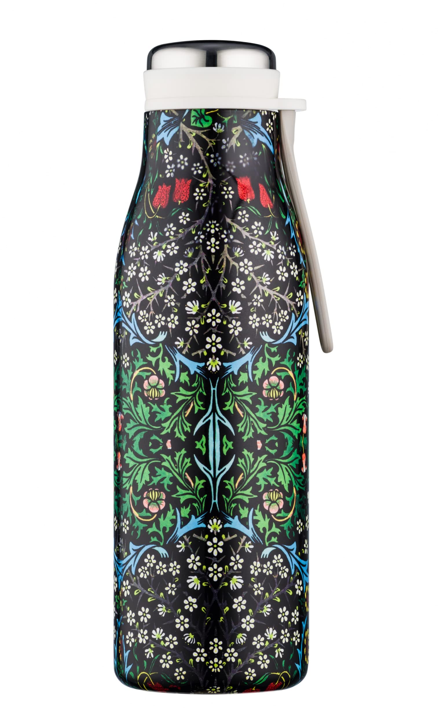 Ecoffee Cup 17oz 500ml William Morris Environmentally Friendly Reusable Hot/Cold Vacuum Bottle, Blackthorn