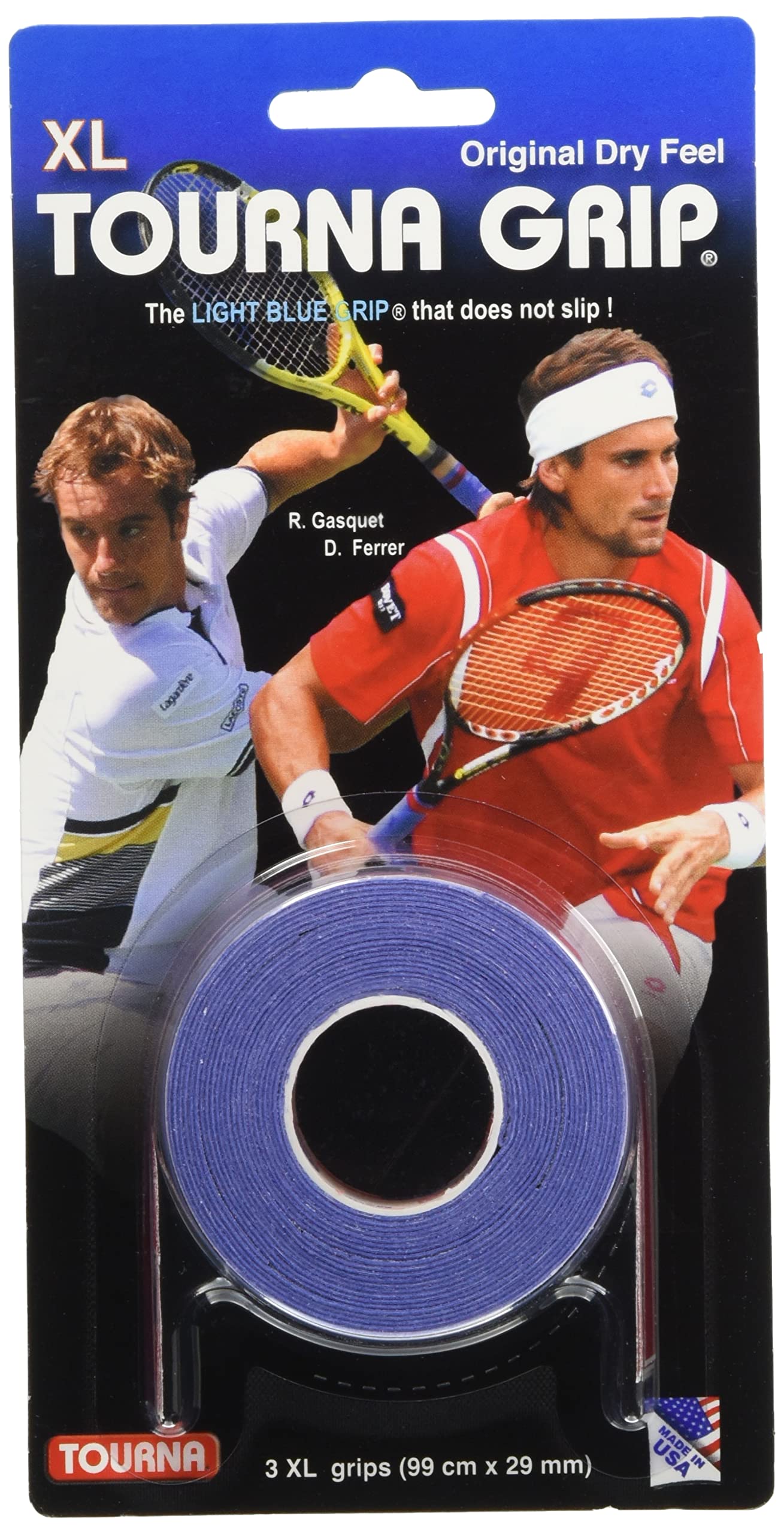 Mantis Unique Tourna Racket Grip Roll, Blue, 3 X Xl Grips, yellow, fits most, K-REY-TSG035