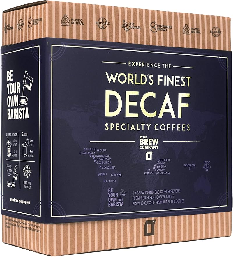 GROWER'S CUP Decaf Coffee Gift Set Five World Coffees Organic Fairtrade