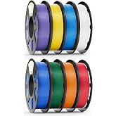 MarsWork Pre-Dried PLA Basic, 8 x 250g Bundle for Bambu Lab 3D Printers | Multicolor 1.75mm 3D Printing Filament, White+Red+Pumpkin Orange+Yellow+Mistletoe Green+Cobalt Blue+Cyan+Purple