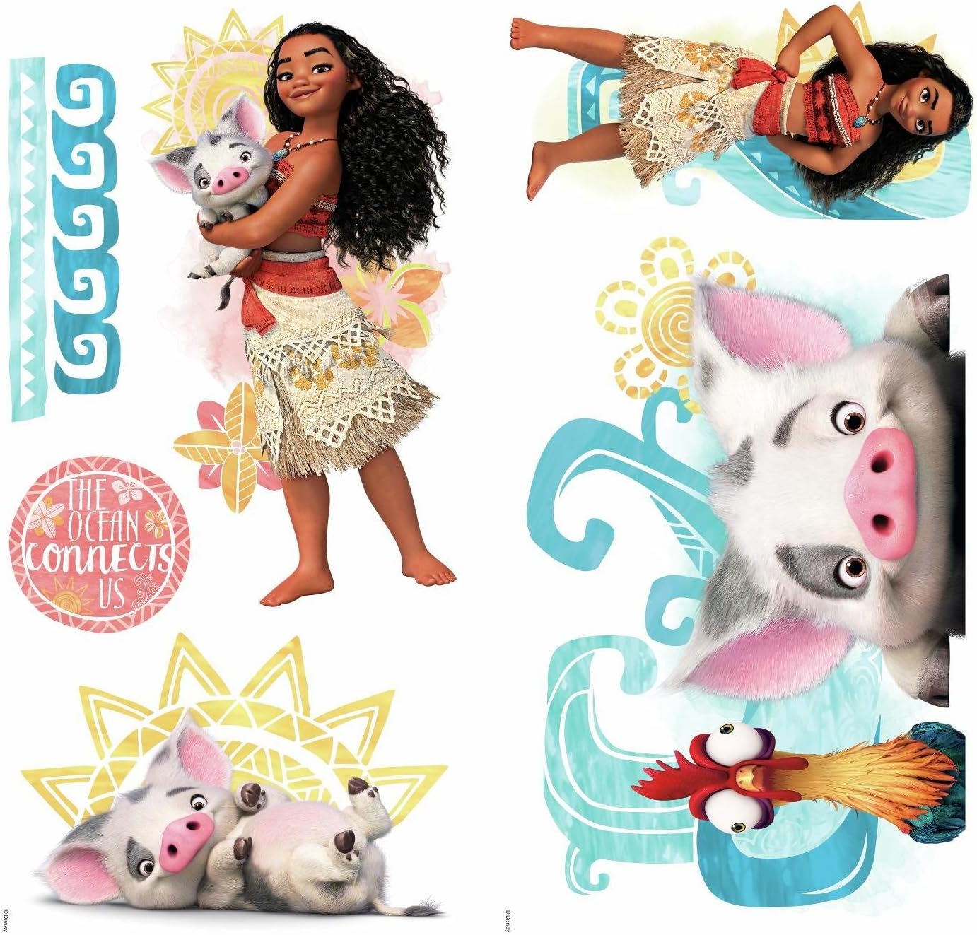 RoomMates Disney Moana & Friends Peel and Stick Wall Decals by RoomMates, RMK3680SCS, Red, Green, Blue, 8 Inches - Image 3