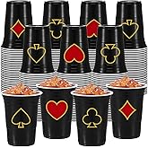 Ziliny 100 Pack Casino Theme Cups 16 oz Poker Party Disposable Plastic Cups for Casino Night Decorations Hot Cold Drinks Game Themed Birthday Party(Casino)