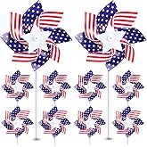 UOUYOO American Flag Patriotic Pinwheels 10 Pack pinwheels for Yard and Garden Red White and Blue Decorations Outdoor Decor Windmills for 4th of July Decorations