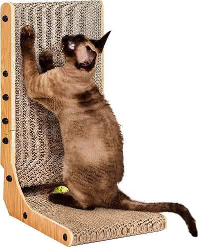 EHEYCIGA L Shape Vertical Cat Scratcher 48cm High Cardboard Scratching Board