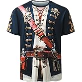 SightYoung Men Mardi Gras Shirts,Pirate T-Shirt Men,Funny Bavarian Oktoberfest 3D Printed Graphic T-Shirt