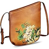 Genuine Leather Crossbody Bag for Women Hand Painted Leather Handmade Crossbody Satchel Purse Handbag