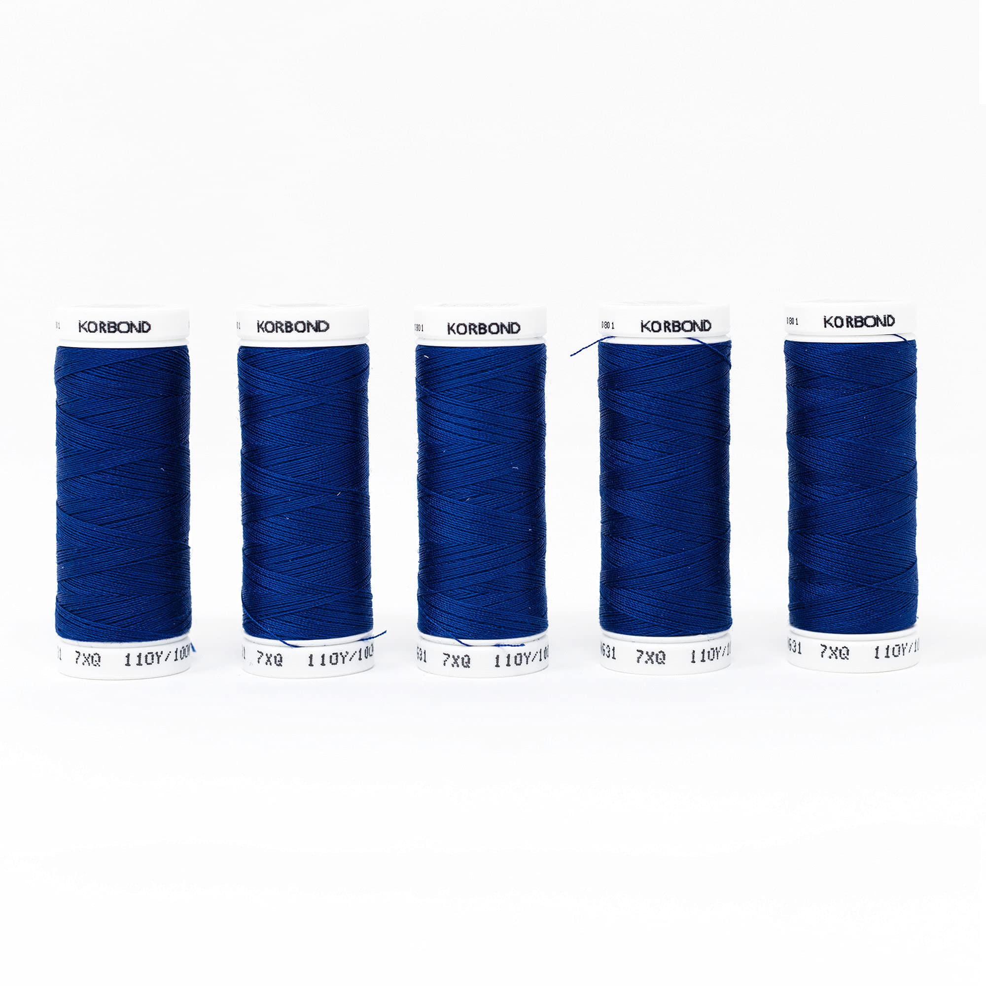 Korbond Polyester All Purpose Thread – 500m Total – Sapphire Blue - 5 x 100m Reels for Hand and Machine Sewing