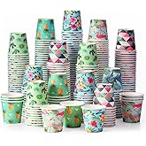 Sawysine 300 Count 3 oz Disposable Small Paper Cups for Bathroom, Mouthwash, Coffee & More Mini Cups for Supermarket, Birthday Party, Travel, Picnic & BBQ(Hawaii Style)