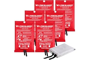 Wucgea Fire Blanket for Home and Kitchen - 6 Pack Fiberglass Reusable Fire Blankets Suppression Emergency for School Fireplace Grill Car Office Garage Welding Warehouse Safety 3.3ft x 3.3ft