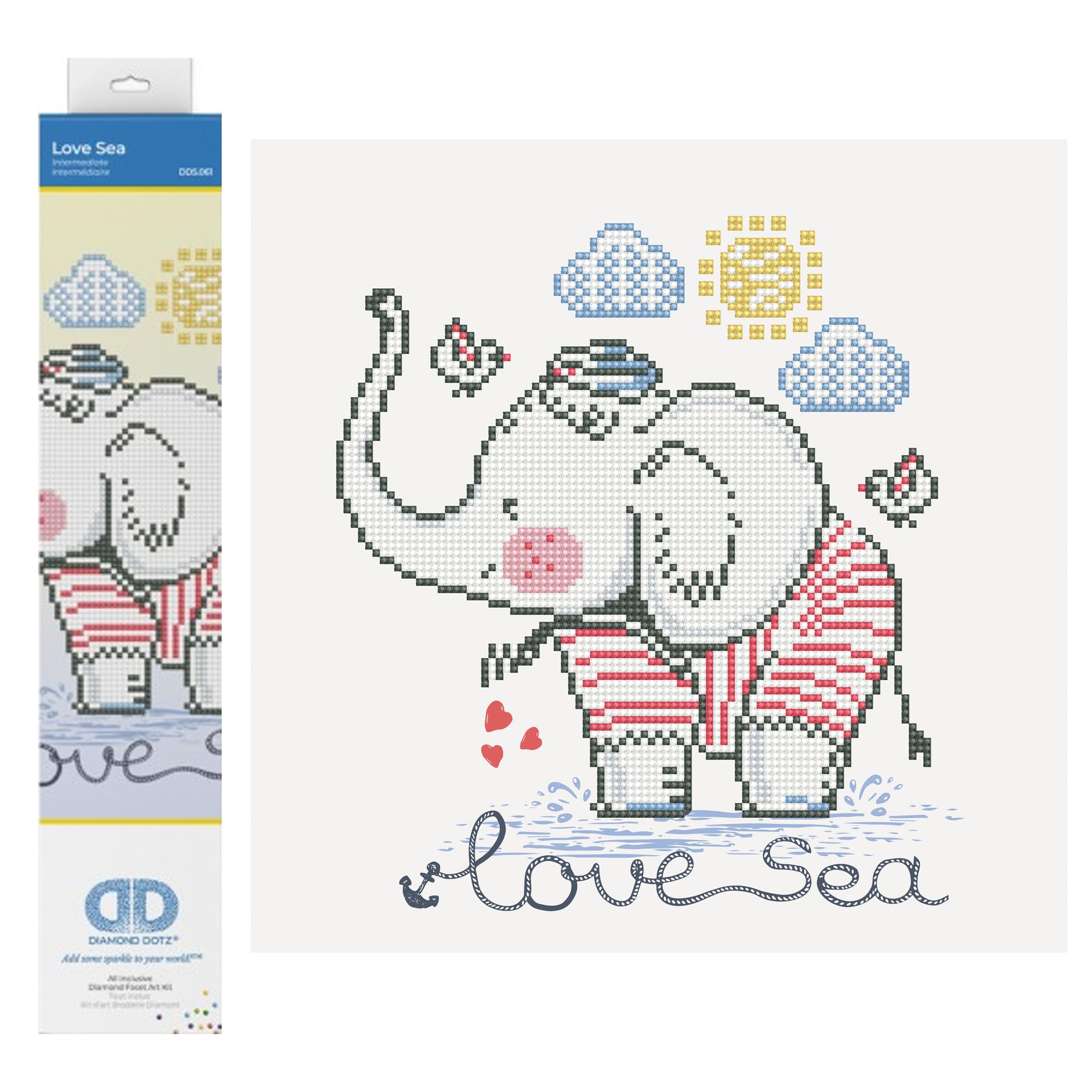 DIAMOND DOTZ Painting, Intermediate Kit DD5, Love Sea, 32 x 32 cm โ image 1