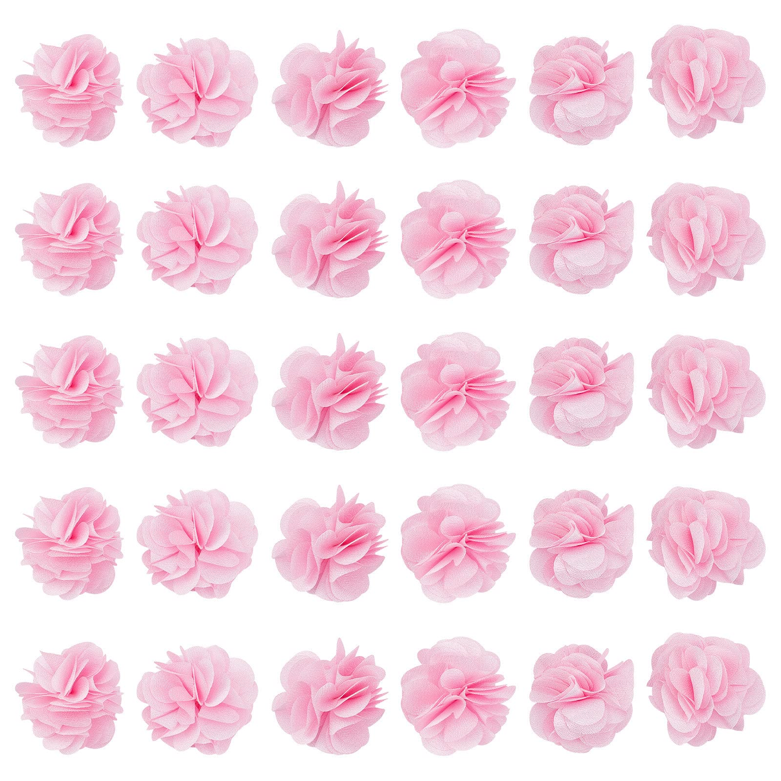 CRASPIRE 40pcs Fabric Flowers Pink 1.34" 3D Chiffon Flower Lace Trims Bridal Bouquets Cluster Flower DIY Sewing Lace Patch for DIY Crafts Headbands Wedding Veil Party Gift Wrapping