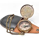 A S Handicrafts Engraved Compass, Confirmation Gift Ideas, Baptism Gifts Keepsake Compass Cross & Be Strong & Courageous, Confirmation Gift Ideas, Heavenly Gift Of Faith. Missionary, Birthday Gift,